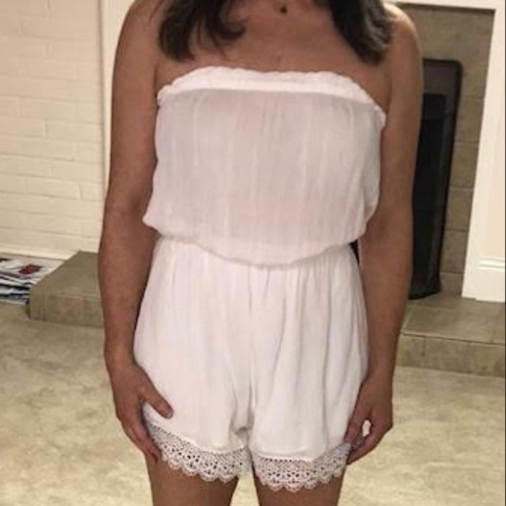 Strapless White Romper